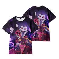 Funny Cartoon Helluva Boss T Shirt Cool Men's Tshirt O Neck Casual Unisex Streetwear Anime Fashion Tee Camisetas Ropa Hombre M violetinė