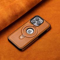 Prabangus verslo PU odinis magnetinis žiedinis stovas telefono dėklas, skirtas iPhone 15 14 13 12 Pro Max Magnetic Magsafe belaidžiam įkrovimui iPhone 14 brown