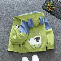 Animacinių filmų meškiukas vaikiška striukė rudens laisvalaikio berniuko nuo vėjo paltas su gobtuvu berniukų viršutiniai drabužiai 130cm beige