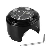 Motociklo vairo tvirtinimo laikrodis šviečiantis laikrodžio termometras, universalus motociklo laikrodis, 22–25 mm, vandeniui atsparūs motociklų priedai Black gray
