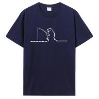 La Linea Žvejybos marškinėliai Naujovė Grynos medvilnės viršutiniai drabužiai Apvali apykaklė Harajuku marškinėliai Gimtadienio dovana Drabužiai Unisex Streetwear marškinėliai L tamsiai mėlyna