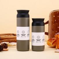 Portable 350ml 500ml Water Bottle Vacuum Mini Gym Thermos Mug Stainless Steel Vacuum Insulated Thermal Travel Coffee Cup For Car 500ml pilka spalva