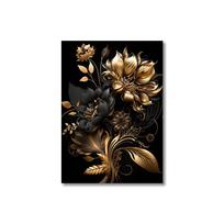 3 vnt. Modernus Nordic Gėlių Plakatas Elegantiškas Sienos Menas Svetainei Namų Dekoras Juoda Auksinė Drobės Tapyba Sienos Meno Dekoras Plakatas 21cm×30cm NoFrame black
