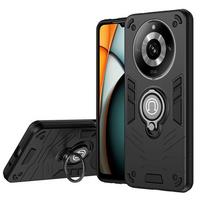 Smūgiams atsparus telefono dėklas su pilna kameros apsauga Realme 11 Pro / Realme 11 Pro Plus / Šarvuotas dėklas su magnetiniu žiedu-stovu, skirtas tvirtinti prie automobilinio laikiklio Realme 11 Pro juoda