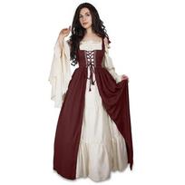 Viduramžių pankiška suknelė Cosplay Helovino kostiumai Moterų rūmai Karnavalo vakarėlis Permaskuotas Princesė Moteris Viktorijos laikų Vestido chalatas XL vyno raudonos spalvos