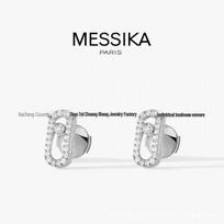 Messika 18K deimantiniai sąsagų auskarai  Paperclip  moterims - Madingi, universalūs, išskirtinė dovana merginai white