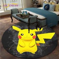 Apvalus kilimas svetainei Kilimai Miegamajam Vaikams PIkachu kilimas Vonios kilimėlis Animacinis Pokemonų spaudinys Grindų kilimėlis Vaikų kambario kilimas 80cm