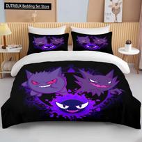 Pokemon Gengar Spausdinta Patalynės Kolekcija Animacinis Anime Antklodės Užvalkalas Antklodė Pagalvės Užvalkalas Berniukams Mergaitėms Vaikams Suaugusiems Patalynės Kolekcija Prabangi 140x200cm 3pcs