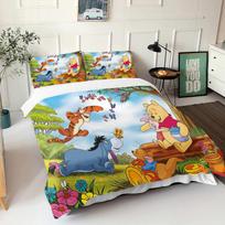 Winnie the Pooh Meškiuko Patalynės Komplektas Antklodės Užvalkalas Karališko Dydžio Su Pagalvės Užvalkalu 3D Vaikų Patalynės Komplektas Universalus Tinka Vaikams AU Single(140*210cm)3pcs