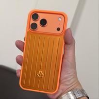 INS Metalinė Ledo Jausmo Galinė Plokštelė Aukštos Klasės 3D Keliautojų Rimowa Lagamino Telefono Dėklas IPhone 17 Pro Max 16 15 14 Apsauginis Dangtelis su Dovanų Dėžutės Įpakavimu iPhone 13 oranžinė