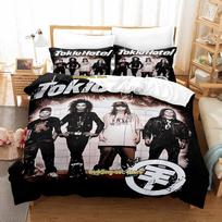 Tokio Hotel patalynės komplektas Viengulis Twin Pilnas Karalienės Karaliaus Dydžio Lovos Komplektas Suaugusiųjų Vaikų Miegamojo Antklodės Užvalkalų Rinkiniai 3D Spausdintas Anime Patalynės Lakštų Rinkinys EU Single(135*200cm)3pcs black