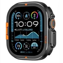 Metalinis dėklas Apple Watch Ultra 3 49mm Series 11 10 46mm Aliuminio lydinio dangtelis IWatch 9 8 7 6 SE 44mm 45mm Vyriškas buferio rėmelis 44mm juoda