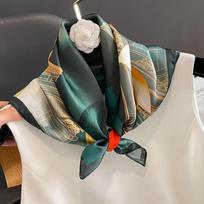 53cm Natūralaus Šilko Skara Moterims Kaklaskarė Foulard Bandana Mažos Plaukų Juostelės Madingos Gėlėtos Kaklo Kaklaryšės Biuro Moteriai Nauja 53x53cm black