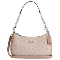 Coach Teri 24 Klasikinis logotipas Crossbody krepšys Moteriški krepšiai Smėlio-Geltonas Pilkai-Rudas CV933-SVPWH Basic Set (Bag+Dust Bag) beige