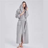 Unisex Greitai džiūstantis medvilninis gofruotas chalatas su gobtuvu - Lengvas ir minkštas vasarai M (Length 112*Chest 112*Sleeve 50) pilka spalva