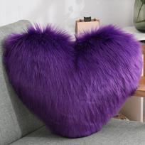 Širdelės formos pliušinė juosmens pagalvė – dirbtinio vilnos atlošas sofai ir biurui 40*50cm Core violetinė širdies spalva