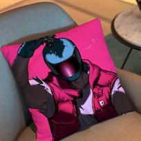 The Son Jacket Biker Hotline Miami Bedside Pillow Case Square Double-Sided Printing Short Plush Sofa Cushion Cover Bedroom Peach skin 18*18(CM)-1Pcs pink