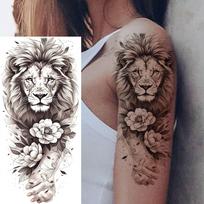 1 lapas Vilkas Liūtas Vėžlys Gėlės Laikinos Tatuiruotės Moterims Vandeniui Atsparios Realistiški Gyvūnai Netikra Tatuiruotė Kūno Lipdukai Ilgai Išliekančios China Mainland gray