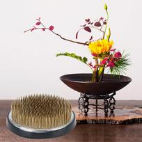 Auksinis Kenzan gėlių laikiklis Kompaktiškas Ikebana kompozicijų įrankis Patvari gėlių kompozicijų adata 3.15" black