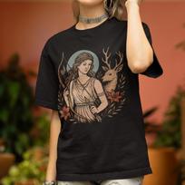 Artemis Goddess Shirt: Greek Mythology T-Shirt | Moon Huntress Unisex Tee | Pagan Goddess Shirt Gift for Witches & Wiccans | Divine Feminine 2XL brown