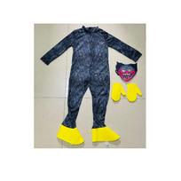Svaiginantis vaikų Huggy Wuggy Poppy Playtime Cosplay Kostiumas Bodis Šliaužtinukas Kaukė Pirštinės L juoda