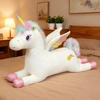 Rožinė Balta Vienaragis Pliušinis Kimštas Gyvūnas Žaislas Berniukams Mergaitėms Vaikams Kimštas Dekoracija Magiška Fantazijos Dovana Minkštas Mielas Kawaii Stiliaus Dovana 60cm balta