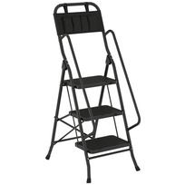 Folding Ladder 3 Steps with Tool Bag Step Ladder with Wide Anti-Slip Steps Black 66 x 49 x 136 cm