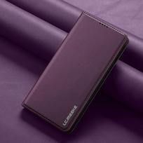 Itin plonas atverčiamas odinis dėklas IPhone 17 Pro Max Air 16 15 14 13 12 11 Pro Max Plus magnetiniu kortelių laikikliu piniginė telefono dėklas iphone 11 violetinė