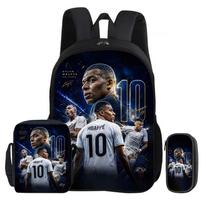 Kuprinė 3 vnt. rinkinys M-Mbappe Mokyklinė kuprinė Futbolo žvaigždė Pečių krepšys Pieštukinės krepšiai vaikas Mochila Sportinė kuprinė Vaikams Dovana Rucksack black