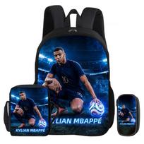 Kuprinė 3 vnt. rinkinys M-Mbappe Mokyklinė kuprinė Futbolo žvaigždė Pečių krepšys Pieštukinės krepšiai vaikas Mochila Sportinė kuprinė Vaikams Dovana Rucksack