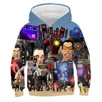 Skibidi Toilet Print Hoodie Kids Autumn Winter Clothes Children Titan Speakerman Sweatshirt Boys Hoodies Girls Cartoon Pullover 140 black