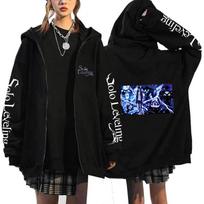 Solo Leveling Anime Hoodie Oversized Zip-Up Sweatshirt With Ribbed Hem Men Women Fall Casual Wear XS white