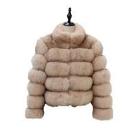Moterų dirbtinio lapės kailio paltai Maxi paltai Atverčiama apykaklė Stori šilti elegantiški rudens žiemos atviri kailiniai švarkai Šilti gatvės drabužiai XS beige