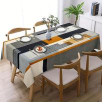 1 vnt. Stilingas geometrinis poliesterio staltiesė, modernaus juodos, baltos ir oranžinės spalvų blokų dizaino, didelis kvadratinis stalo uždangalas 60*90inch(152cm*228cm） gray