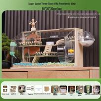 Luxury Acrylic Hamster Cage Villa with Transparent Design and Landscaping - Golden Bear Edition