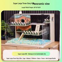 Luxury Acrylic Hamster Cage Villa with Transparent Design and Landscaping - Golden Bear Edition