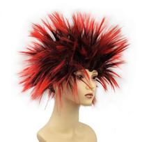 Layered Colorful Spiky Hair Wig Synthetic Hair Party Prank Hedgehog Wig  Party Outfits raudona
