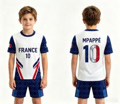 2026 Karštas Išpardavimas Specialus Nr.10Mbappé Futbolo Marškinėlių Šortų Rinkinys Moterys Vyrai Prancūzijos Vėliava Gerbėjų Marškinėliai ir Šortai Vasaros Vaikams 2 Dalių Rinkinys 120