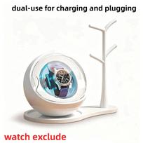 5 Color Changing Ambient Lights Automatic Watch Winder Mechanical Watch Winder  Display Storage Set Dual Use gray