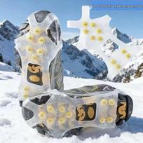 Outdoor Anti-Slip Crampons – 10-Tooth Yellow Spikes, Transparent Shoe Covers with 5-Tooth Steel Grips for Snow, Anti-Fall.
