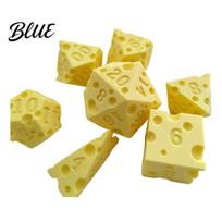 Gaming Supplies 7Pcs 3D Printed Cheese Dice Set D4/6/8/10/12/20 Multi-side Dice Board Game Polyhedral for Family Night Party Set S geltona