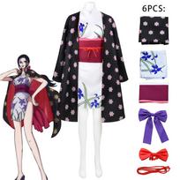 One Nico Robin Cosplay Halloween Costume Suits Piece Kimono Wano Country Miss.All Sunday Headwear Wafuku Anime S&ONE PIECE rožinė