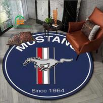Mustang Ford Pattern Flannel Round Rug for Bedroom Non-slip Carpets for Living Room Kitchen Mats for Floor 5 Sizes 60cm-dia.