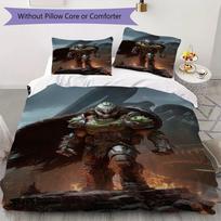 DOOM The Dark Ages Pattern Bedding,Quilt Set Quilt Cover Pillowcase Home Birthday Gift(1 * duvet cover + 2 * pillowcase, without core)_lx 135x200cm gray