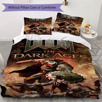 DOOM The Dark Ages Pattern Bedding,Quilt Set Quilt Cover Pillowcase Home Birthday Gift(1 * duvet cover + 2 * pillowcase, without core)_lx 140x200cm black