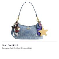 COACH Teri Denim With Leather And Calfskin Shoulder Bag Medium Women's Light Indigo CDY76-IMNIM One Size 1 gray