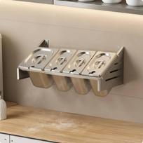 Sieninis prieskonių stovas, šlifuoto sidabro, maisto aptarnavimo organizatorius stalviršiui Wall Mount-04 a