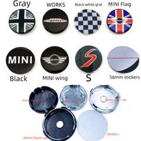 4Pcs 56mm Car Wheel Center Hub Cap Badge Covers for MINI One Countryman F54 F55 F56 F57 F60 HKY6 Wheel Emblem Accessories 56mm Stickers&Black gray