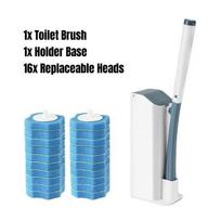 Vienkartinių tualeto šepetėlių rinkinys Tualeto lazdelės rinkinys ilgomis rankenomis vonios tualeto valymo šepetys su 8/16/24/32 vnt. Toilet Brush&16PCS Heads