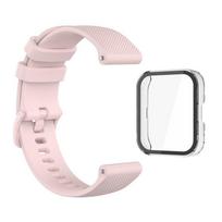 Skirtas Amazfit Bip 5 Bip3 3 Pro U pro Pop Strap Išmanusis laikrodis Silikoninė apyrankė bip5 Dėklas PC + Stiklinė ekrano apsauginė plėvelė Viso dangčio buferis for Amazfit Bip 3 Pro rožinės rožinės spalvos